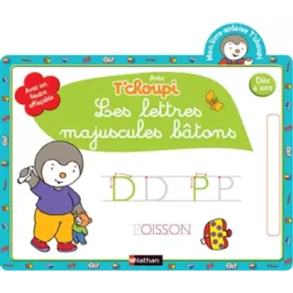 Mon Livre-Ardoise T'choupi Les Lettres Majuscules BâTons - Collectif-image