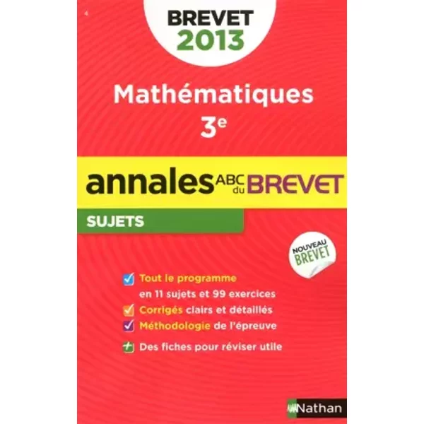 Annales Brevet 2013 Maths Non - Carole Feugere, Gilles Mora-image