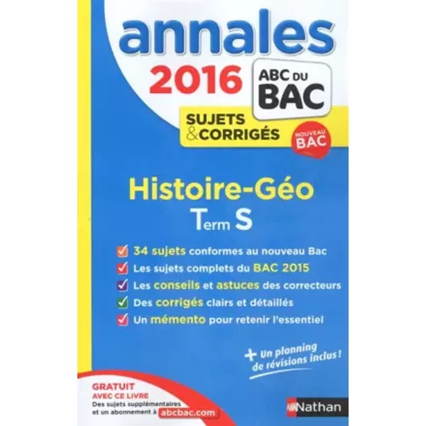 Annales Abc Du Bac 2016 Histoire - GéOgraphie Term S - Alain Rajot, Lionel Ruffier, C. Vidil-image