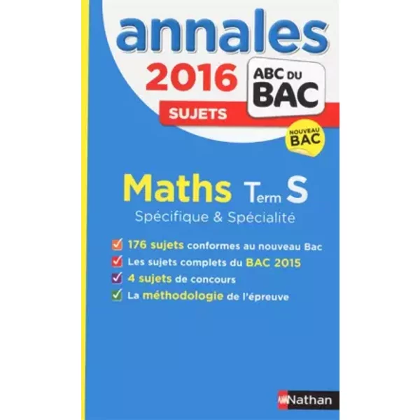 Annales Abc Du Bac 2016 Maths Term S SpéCifique Et SpéCialité - Christian Lixi-image