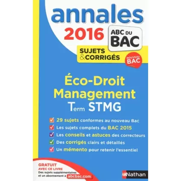 Annales Abc Du Bac 2016 Eco - Droit - Management Term Stmg - GwenäElle Lefebvre, Franck Levavasseur-image