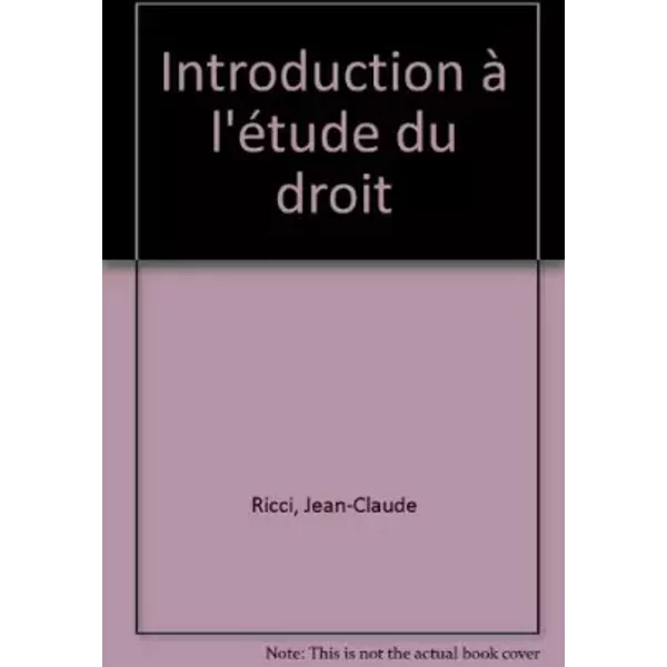 Introduction à L'éTude Du Droit - Jean-Claude Ricci-image