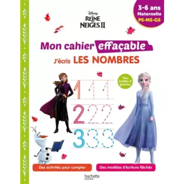 Reine Des Neiges 2 - Mon Cahier EffaçAble - J'éCris Les Nombres (3-6 Ans) - Collectif Disney-image