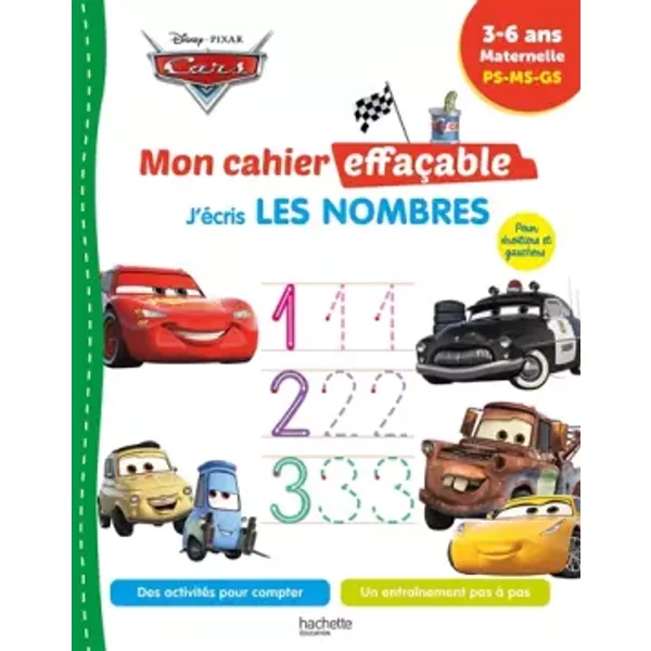 Disney - Cars Mon Cahier EffaçAble - Je Compte Et J'éCris Les Nombres (4-6 Ans) - Collectif-image