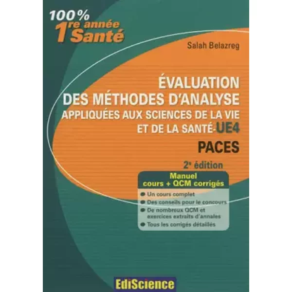 Evaluation Des MéThodes D'analyse AppliquéEs Aux Sciences De La Vie Et De La Santé - UE4 - 2Ed - Salah Belazreg-image