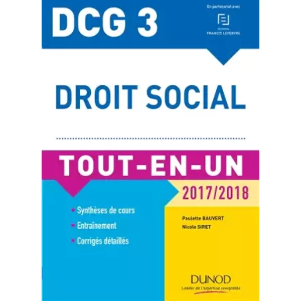 Dcg 3 - Droit Social 2017/2018 - 10E éD. - Tout-En-Un: Tout-En-Un (2017-2018) - Paulette Bauvert, Nicole Siret-image