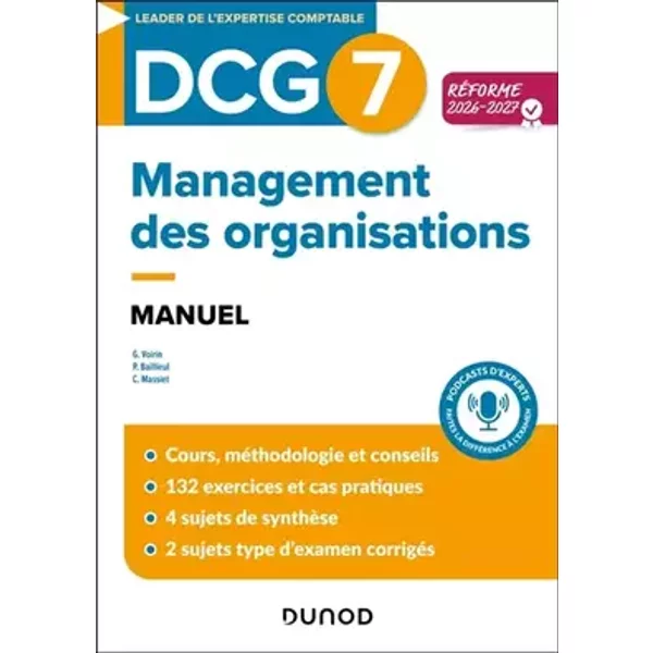 DCG 7 - Management des organisations - Manuel - Réforme 2026-2027 - Gilles Voirin, Pierre Baillieul, Claude Massiet