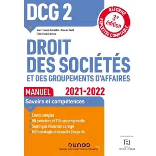 DCG 2 Droit Des SociéTéS Et Des Groupements D'affaires - Manuel - 2021/2022: RéForme Expertise Comptable (2021-2022) - Jean-FrançOis Bocquillon, Pascale David, Elise Grosjean-image
