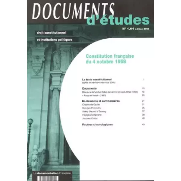 Constitution FrançAise Du 4 Octobre 1958 - Anonyme-image