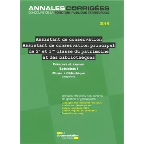 Assistant de conservation principal du patrimoine (2e et 1re classe) - Centre Interdepartem