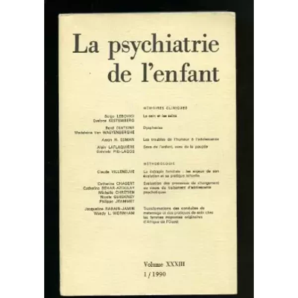 Psychiatrie De L'enfant, 1990, NuméRo 1, Volume 33-image