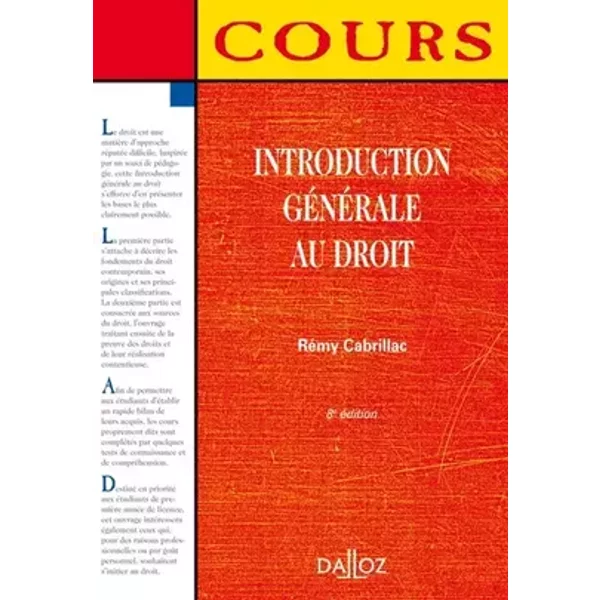Introduction générale au droit - Rémy Cabrillac