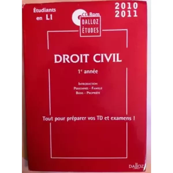 DROIT CIVIL 1e année, CD ROM (PC) DALLOZ ETUDES, 2010/2011, Etudiants en L1