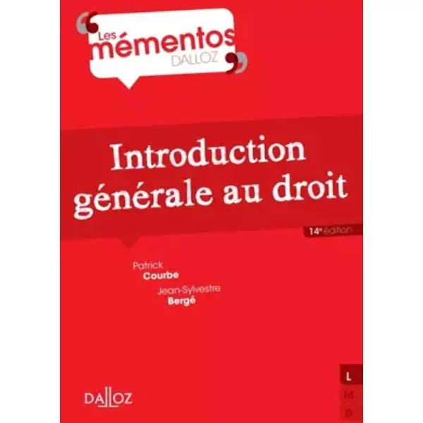 Introduction GéNéRale Au Droit - 14E éD. - Patrick Courbe, Jean-Sylvestre Bergé-image