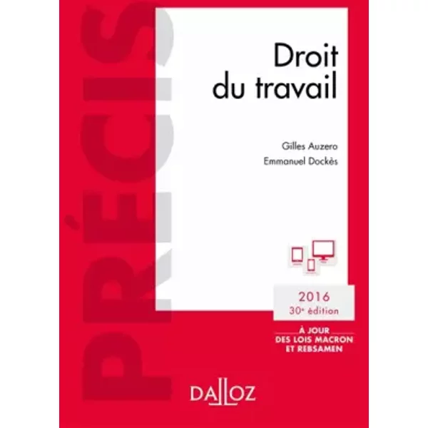 Droit Du Travail. ÉDition 2016 - Gilles Auzero, Emmanuel DockèS-image