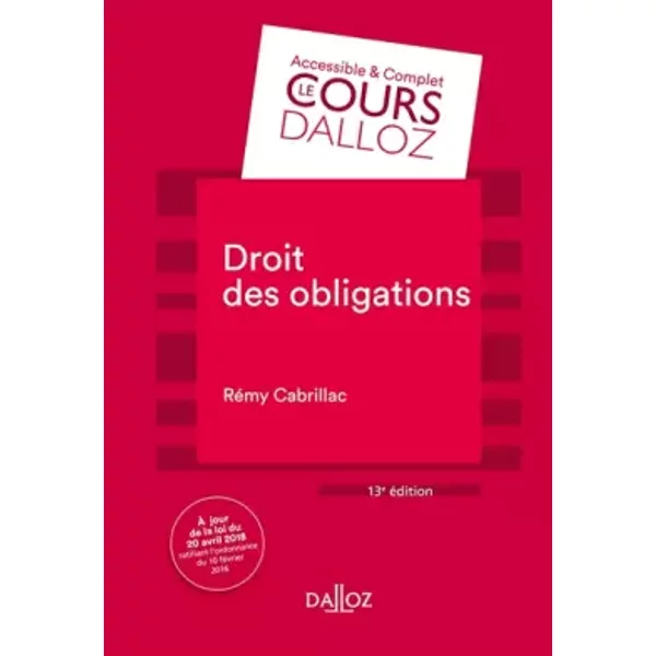 Droit Des Obligations - 13E Ed. - RéMy Cabrillac-image