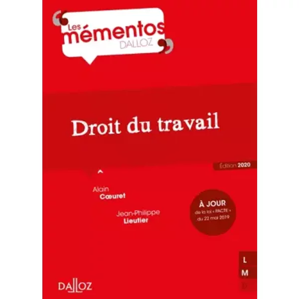 Droit Du Travail - 2E Ed.: ÉDition 2020 - Alain Coeuret, Jean-Philippe Lieutier-image