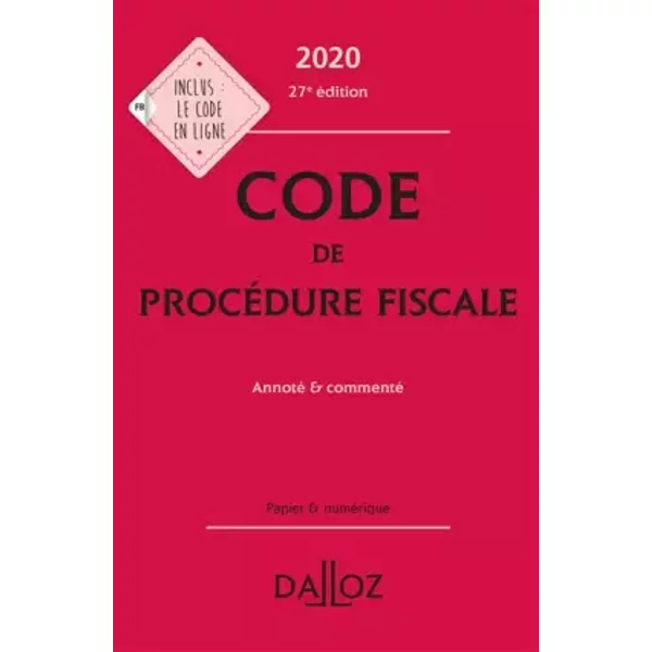 Code De ProcéDure Fiscale 2020, Annoté Et Commenté - 27E Ed. - Ludovic Ayrault, Olivier NéGrin-image