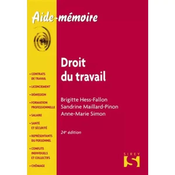 Droit Du Travail - 24E éD. - Brigitte Hess-Fallon, Sandrine Maillard-Pinon, Anne-Marie Simon-image