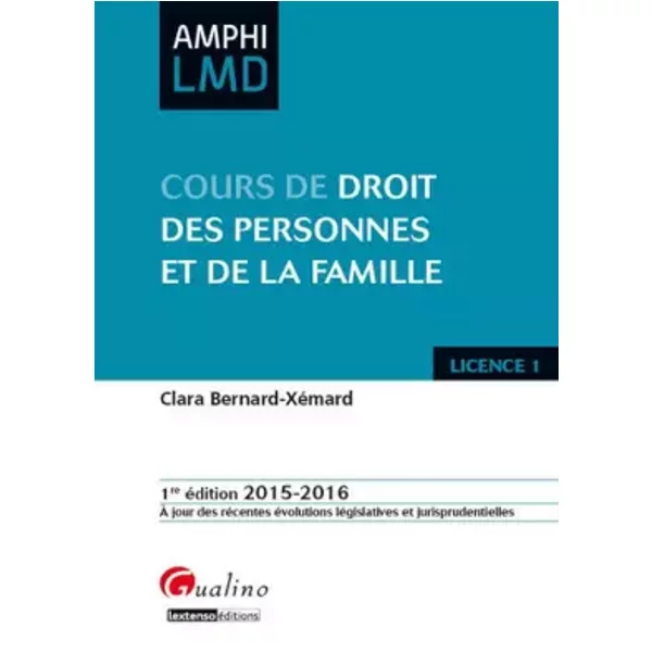 Cours De Droit Des Personnes Et De La Famille 2015-2016 - Clara Bernard-Xemard-image