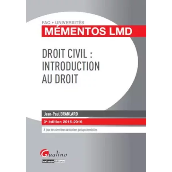 Droit Civil : Introduction Au Droit, 3èMe Ed. - Jean-Paul Branlard-image