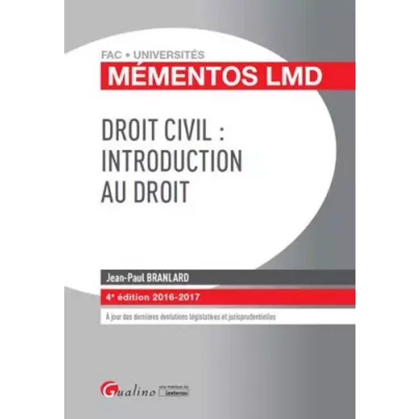 MéMentos Lmd - Droit Civil : Introduction Au Droit, 4èMe Ed. - Jean-Paul Branlard-image