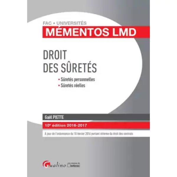 MéMentos LMD - Droit Des SûRetéS 2016-2017, 10èMe - Gael Piette-image