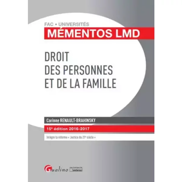 MéMentos Lmd - Droit Des Personnes Et De La Famille 2016-2017 - Corinne Renault-Brahinsky-image