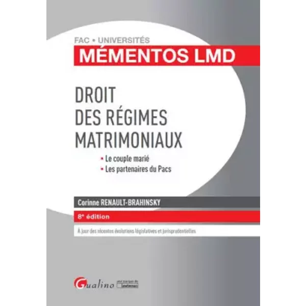 Mémentos LMD - Droit des régimes matrimoniaux 2016-2017 - Corinne Renault-brahinsky