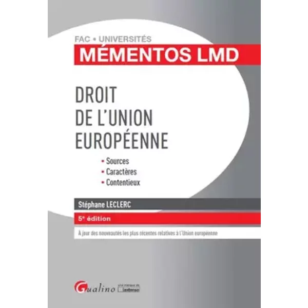 Droit De L'union EuropéEnne - StéPhane Leclerc-image