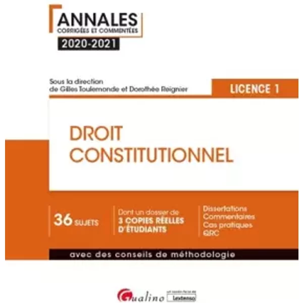 Droit Constitutionnel - L1: Principes Fondamentaux - Institutions Ve Republique (2020-2021) - Gilles Toulemonde, DorothéE Reignier-image