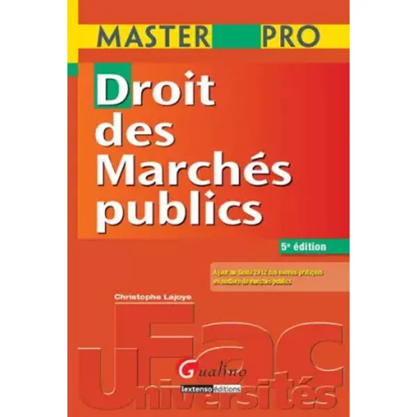 Master Pro - Droit Des MarchéS Publics, 5E éDition - Christophe Lajoye-image