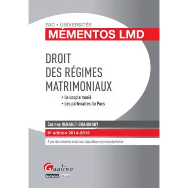 Droit Des RéGimes Matrimoniaux, 6èMe Ed - Corinne Renault-Brahinsky-image