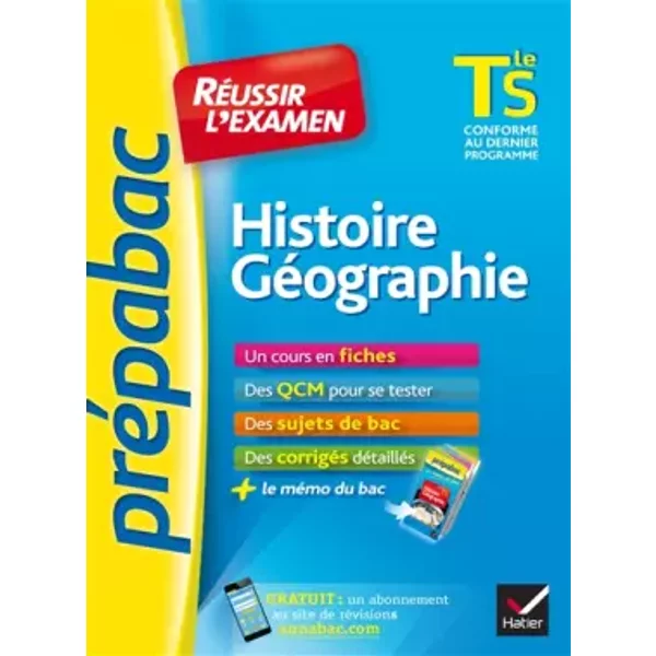 Histoire-GéOgraphie Tle S - PréPabac RéUssir L'examen: Fiches De Cours Et Sujets De Bac CorrigéS (Terminale S) - Anne Vanacore, CéCile Gintrac, Daniel Mendola, Nicolas Smaghue, Ludovic Vandoolaeghe-image