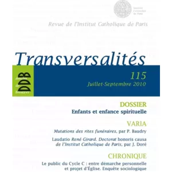 TransversalitéS N°115: Enfants Et Enfance Spirituelle - Collectif-image