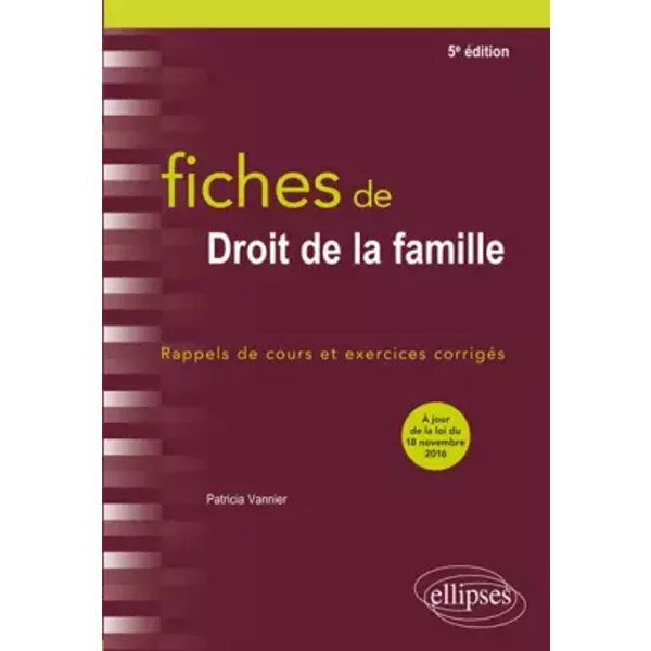 Fiches De Droit De La Famille 5E ÉDition - Patricia Vannier-image