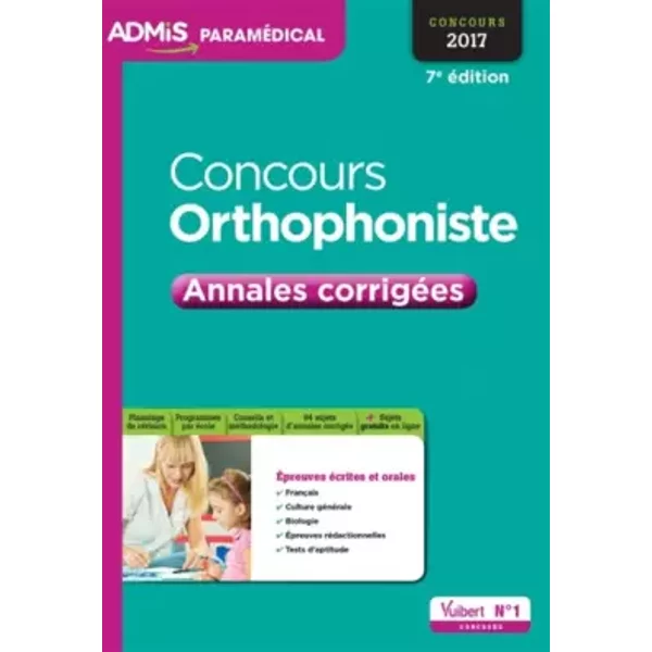 Concours Orthophoniste - Annales CorrigéEs - Collectif-image