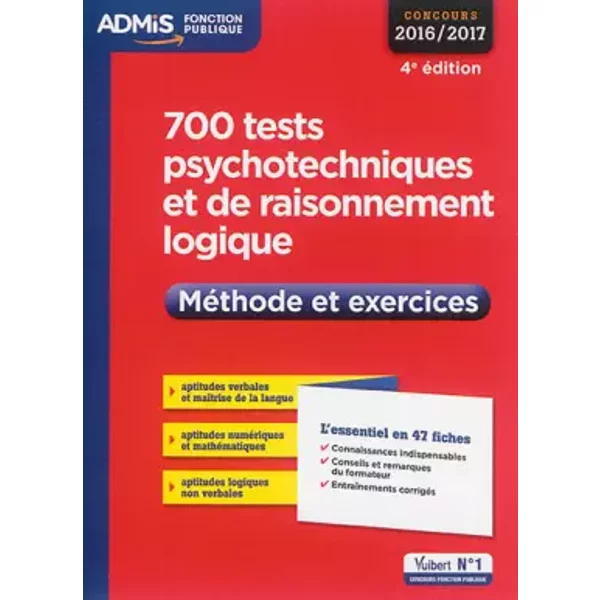 700 Tests Psychotechniques Et De Raisonnement Logique 4E Edt 2016 2017 - Emmanuel Kerdraon-image