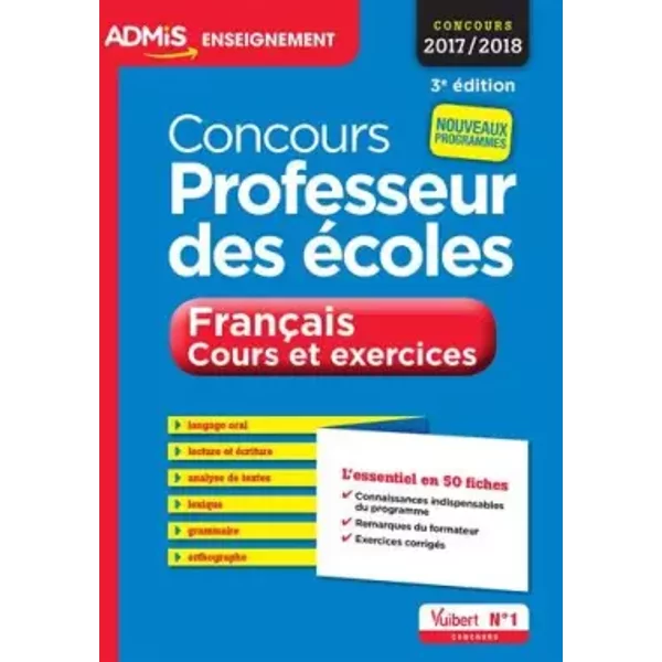Concours Professeur Des éColes FrançAis Cours Et Exercices 50 Fiches 3Edt - Marc Loison-image