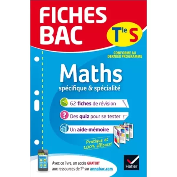 Fiches Bac Maths Tle S (SpéCifique & SpéCialité): Fiches De RéVision Terminale S - Jean-Dominique Picchiottino-image