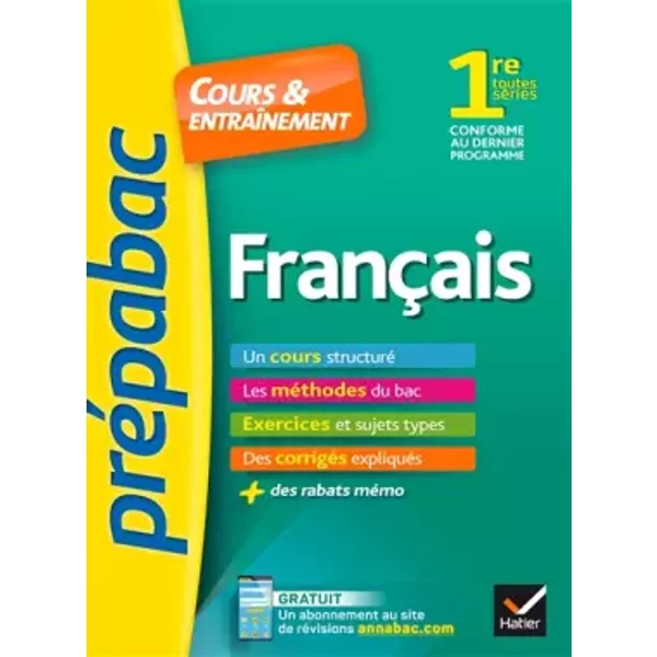 FrançAis 1Re Toutes SéRies - PréPabac Cours & EntraîNement: Cours, MéThodes Et Exercices De Type Bac (PremièRe) - HéLèNe Bernard Et Bertrand Darbeau-image