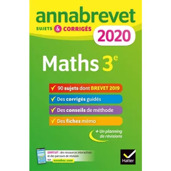 Annales Du Brevet Annabrevet 2020 Maths 3E: 90 Sujets CorrigéS - Bernard Demeillers, Emmanuelle Michaud-image