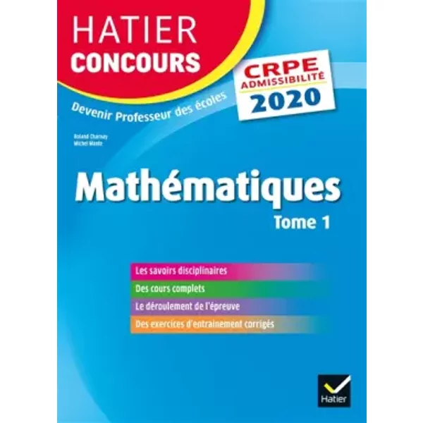 MathéMatiques Tome 1 - Crpe 2020 - Epreuve éCrite D'admissibilité - Roland Charnay, Michel Mante Et Micheline Cellier-image