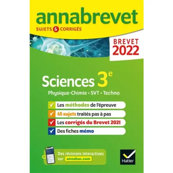 Annales Du Brevet Annabrevet 2022 Physique-Chimie, Svt, Technologie 3E: MéThodes Du Brevet & Sujets CorrigéS - NadèGe Jeannin, Sonia Madani, Nicolas Nicaise-image