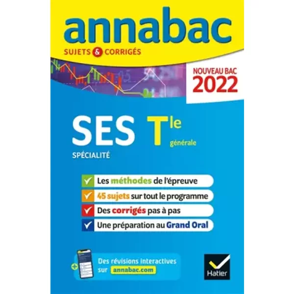 Annales Du Bac Annabac 2022 Ses Tle GéNéRale (SpéCialité): MéThodes & Sujets CorrigéS Nouveau Bac - Collectif-image