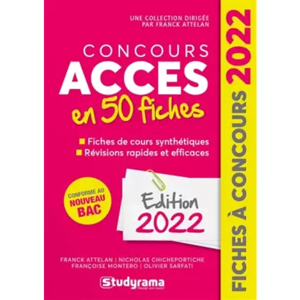 Concours Acces EN 50 Fiches: 2022 - Collectif-image