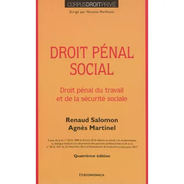 Droit pénal social, 4e éd. - Renaud Salomon, Agnès Martinel
