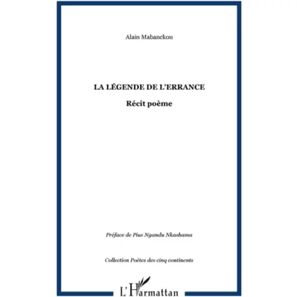 La LéGende De L'errance: RéCit PoèMe - Alain Mabanckou-image