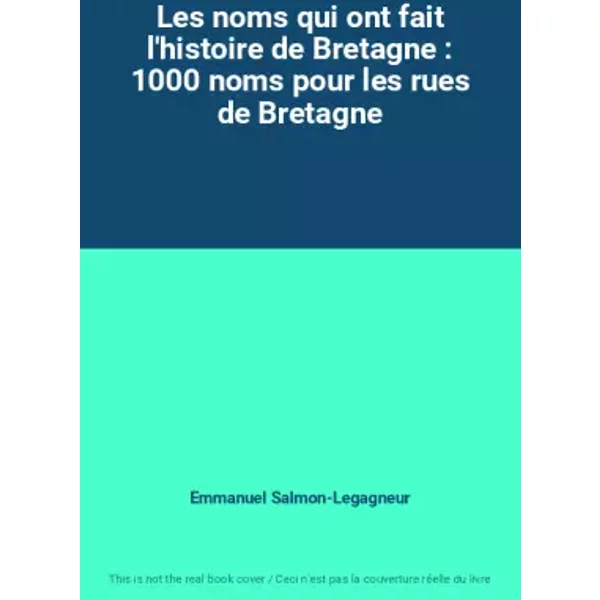Les Noms Qui Ont Fait L'histoire De Bretagne : 1000 Noms Pour Les Rues De Bretagne - Emmanuel Salmon-Legagneur-image