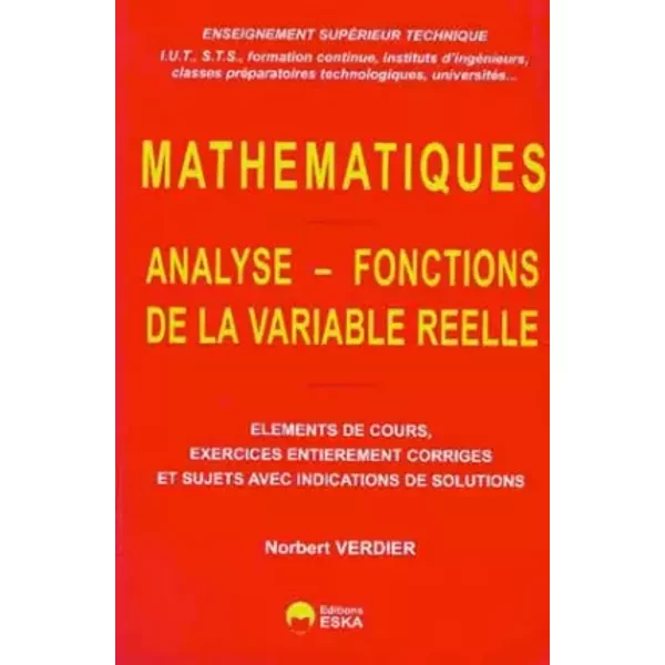 Mathématiques : analyse, fonctions de la variable réelle, tome 1 - N. Verdier